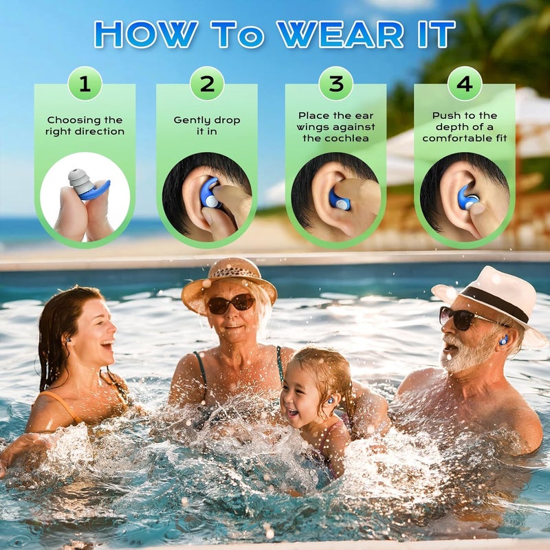 ANANJY Waterproof Swimming Ear Plugs for Kids - 3 Pairs of Reusable Soft Silicone Swim Earplugs,Ear Protection for Children (4-12 Years Old) - Ideal for Surfing, Diving, Pool, Showering, and Water Sports - Image 5